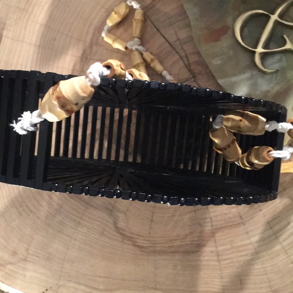 Black round bamboo with rope/bamboo strap - Picture 8 of 8